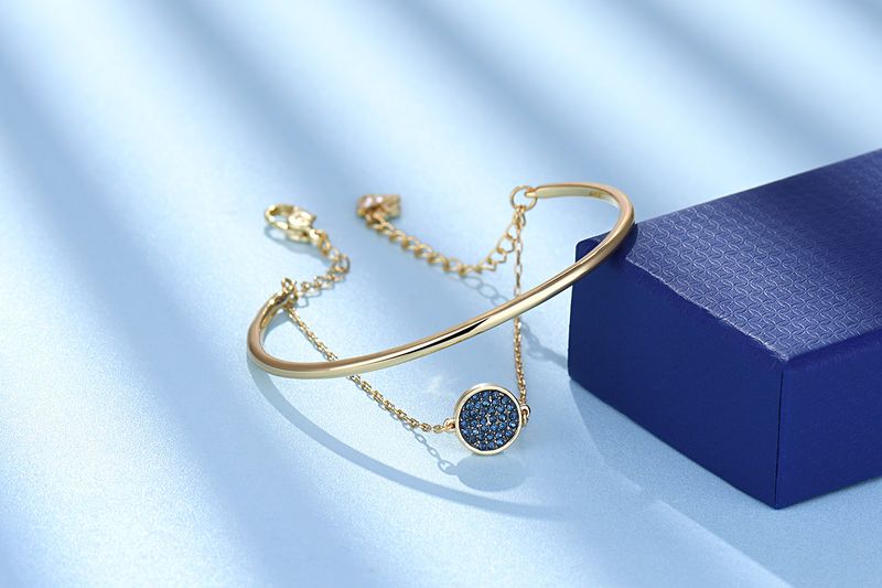 Pulseira de raquete de tênis empilhável dois em um ouro rosa_voghion.com