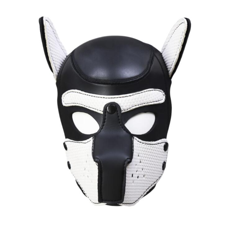 Gioca a maschera con cappuccio per cucciolo di cane mascherato con collare regolabile per il collo, giocattolo sessuale per uomini e donne, gioco di ruolo per animali domestici_voghion.com