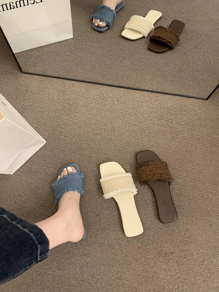 Tredy Brad Fashioable Ad Casual Ope Toed Flat Slippers 2025 Summer Ew Frech Style Oe-piece Belt Sadals For_voghion.com