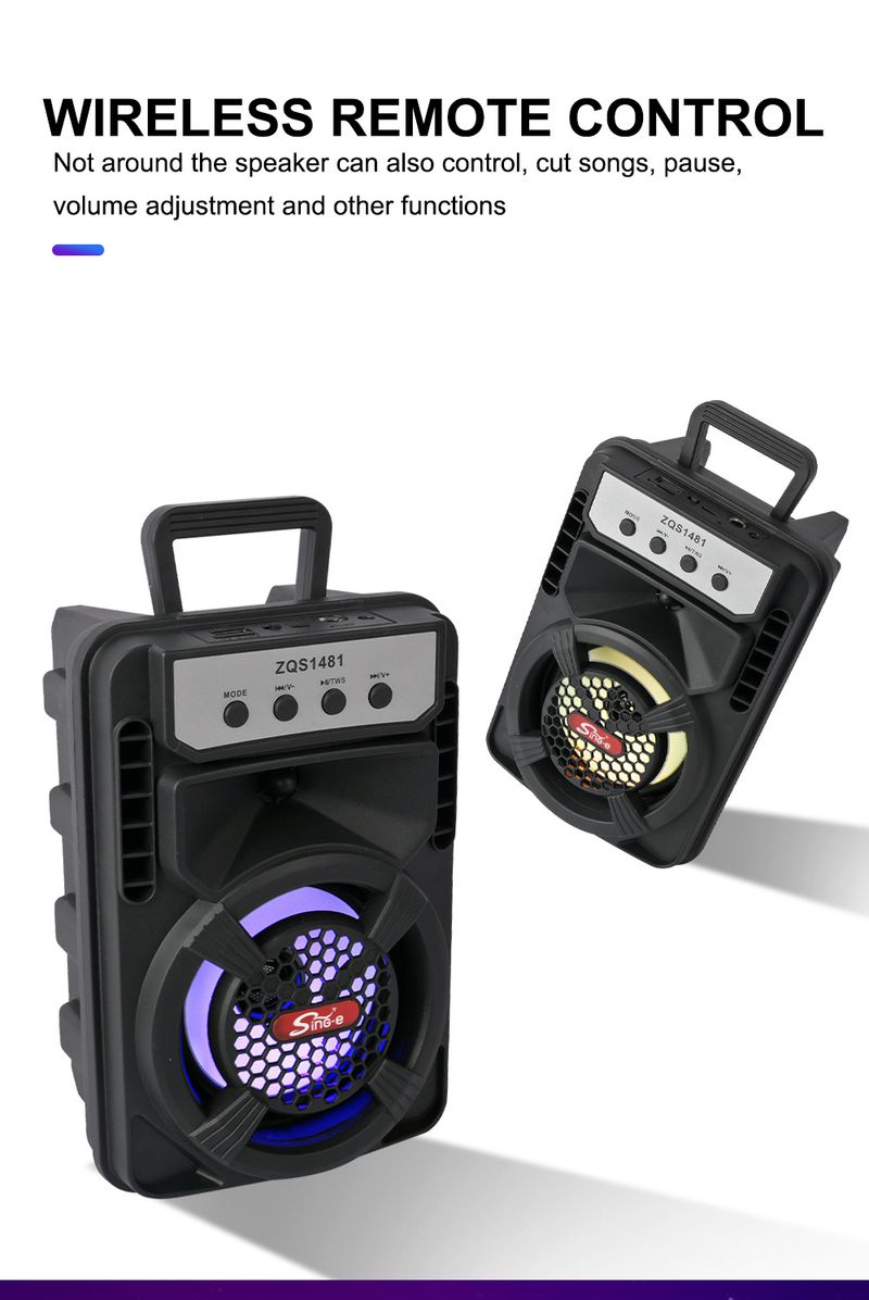 ZQS1481 Square Dance Heavy Bass Wireless Bluetooth Speaker Small Audio Outdoor Microphone 4 Inch Household_voghion.com
