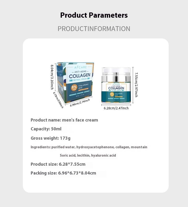 Creme facial nutritivo e reparador para homens, creme facial com retinol para clareamento de rugas, creme hidratante_voghion.com