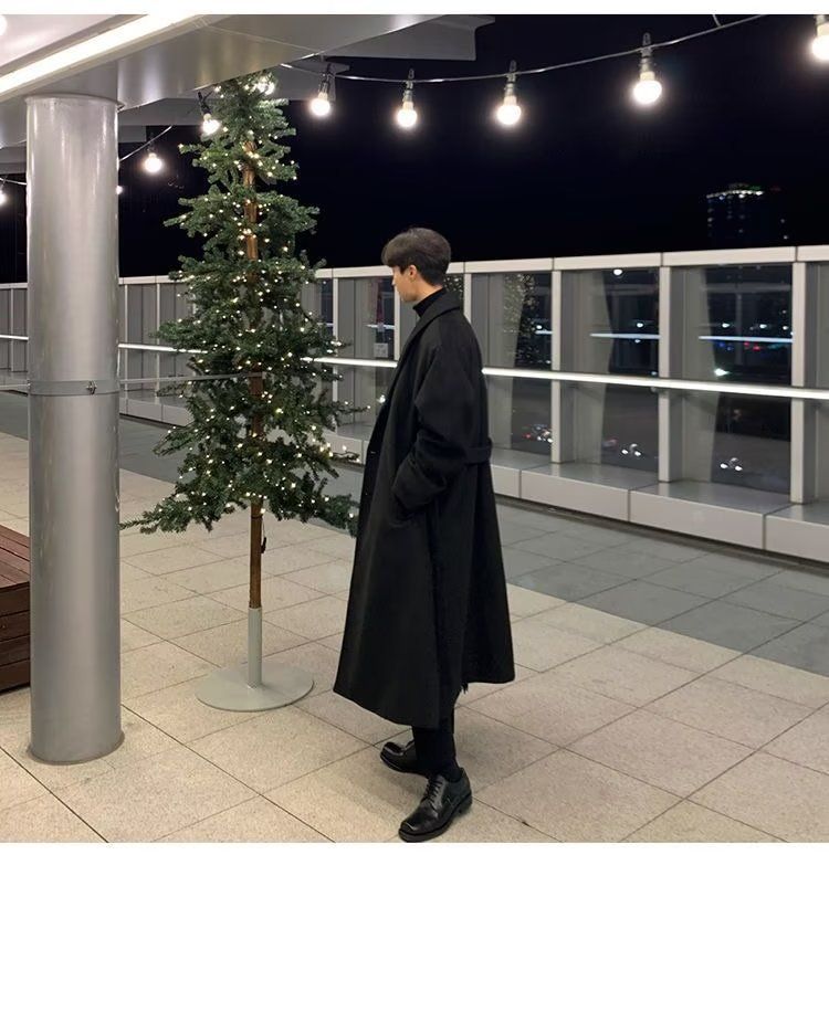 Men’s Double-Layer Wool Overcoat – Korean Style Long Trench Coat With Premium Feel_voghion.com