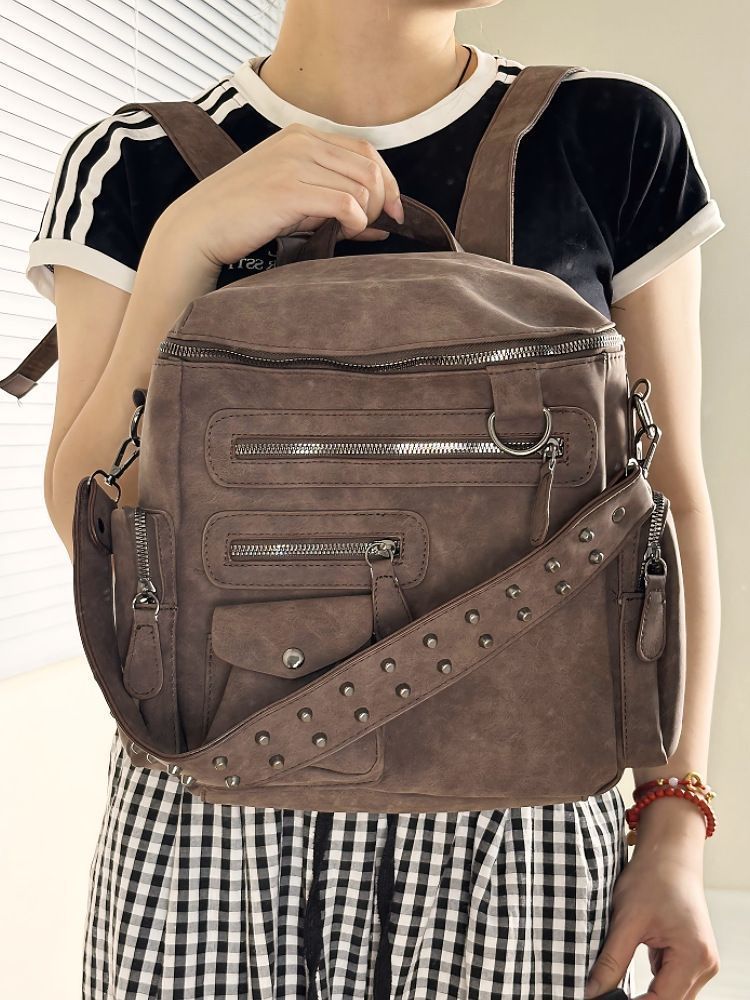 2025 Spring New Large Capacity Fashion Multifunctional Multi-pocket Student Backpack Travel Commuting Shoulder Women's Bag Casual Hundred_voghion.com