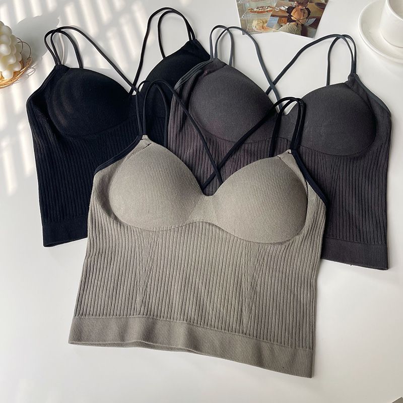 Seamless fixed cup one-piece sexy suspender back bra, gathered, strapless, wrapped, anti glare, breathable underwear for_voghion.com