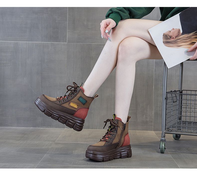 Stivali Martin con suola spessa abbinati ai colori, stivali corti retrò da uomo, stivali Flow da donna_voghion.com