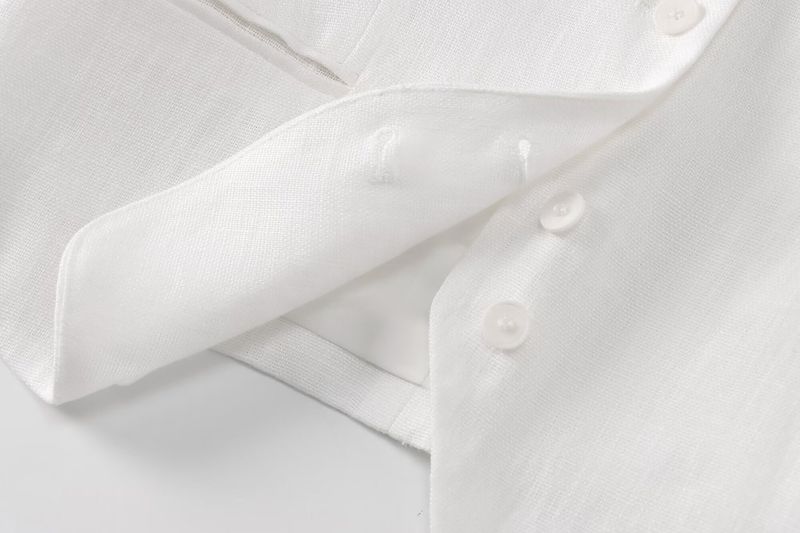 Pijama de lino estilo chaleco para mujer, novedad de verano de 2024, pantalones tipo traje_voghion.com