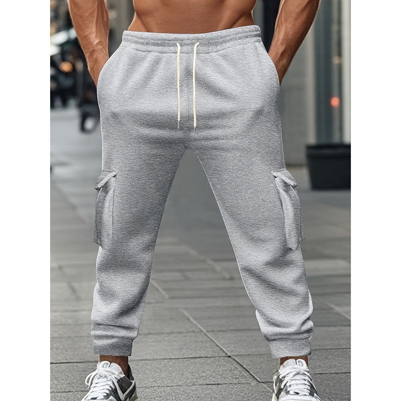 Herren Retro Freizeithose – Lockere Passform Gerade Beinhose mit Kordelzug in der Taille (Schwarz, Grau, Beige, Marineblau, Rot, S-XXXL)_voghion.com