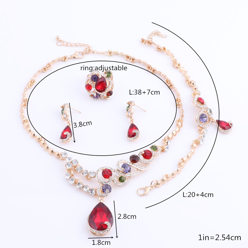 Set di gioielli da donna con zirconia cubica color oro, collana, orecchini, bracciale, anello, moda, ballo di fine anno_voghion.com