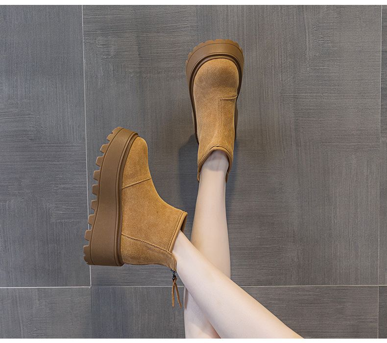 Stivali da neve in stile europeo per donna, stile casual invernale 2025, versatili, bassi, con suola spessa, in pile spesso, caldi e corti_voghion.com
