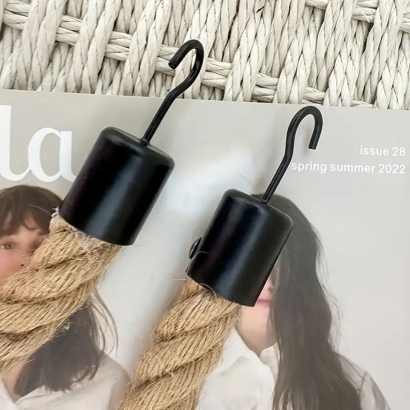 Solid Wood Cotton Rope Woven Storage Rack Face Towel Organizer Creative No-Drill Roll Paper Holder_voghion.com