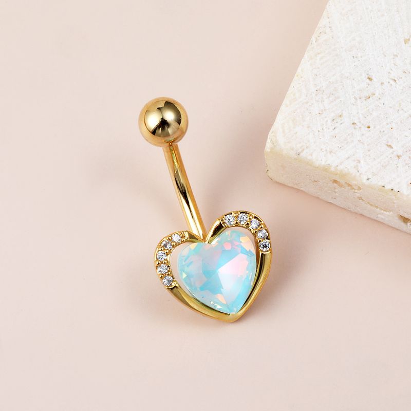 Piercing per ombelico a forma di cuore - Gioielli per il corpo in zirconia cubica rosa per donna, design di nicchia (acciaio chirurgico 316L, 14G/16G, ipoallergenico)_voghion.com