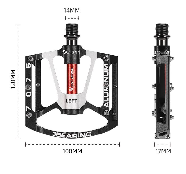 Xiqizhe Bicycle 3 Bearing Aluminum Alloy Main Body Ultra-light Anti-slip Mountain Bike Pedal_voghion.com
