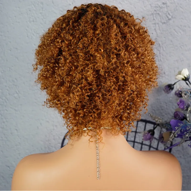 Peluca de cabello humano rizado afro corto para mujer, densidad del 180 %, peluca Pixie Curl sin pegamento_voghion.com