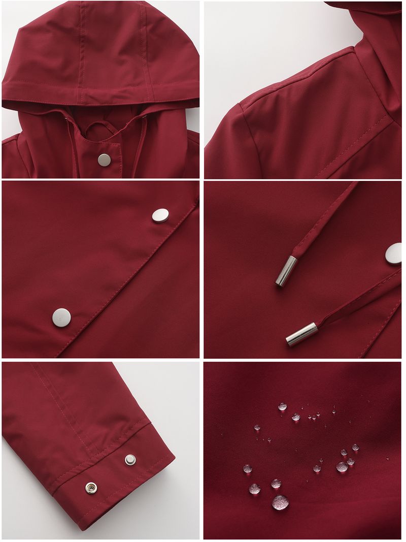 Veste imperméable à capuche avec ceinture pour femme, nouvelle collection printemps et automne 2024, coupe-vent ample et décontracté_voghion.com