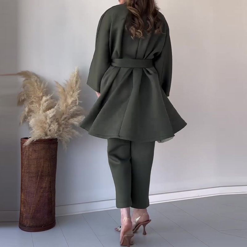 Frauen Kleidung herbst neue heißer verkauf einfarbig high-end-taille abnehmen temperament zwei stück anzug für frauen_voghion.com