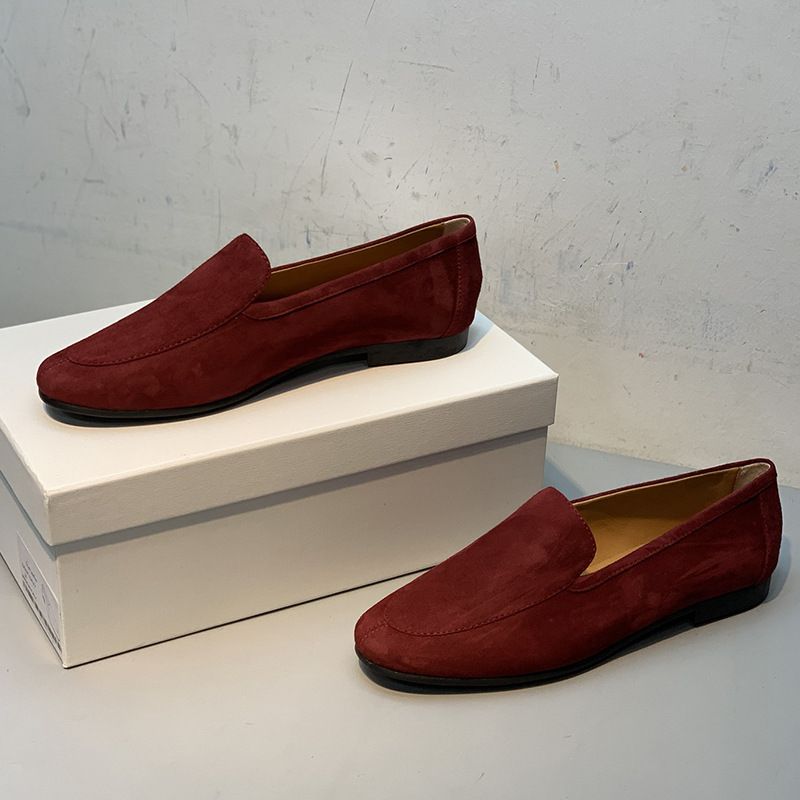 Autumn Row Atmungsaktive Vielseitige Kaschmir-Loafer, Bequeme Und Faule Schuhe, Runde Zehen Flache Sohle Single Kick Schuhe Für_voghion.com