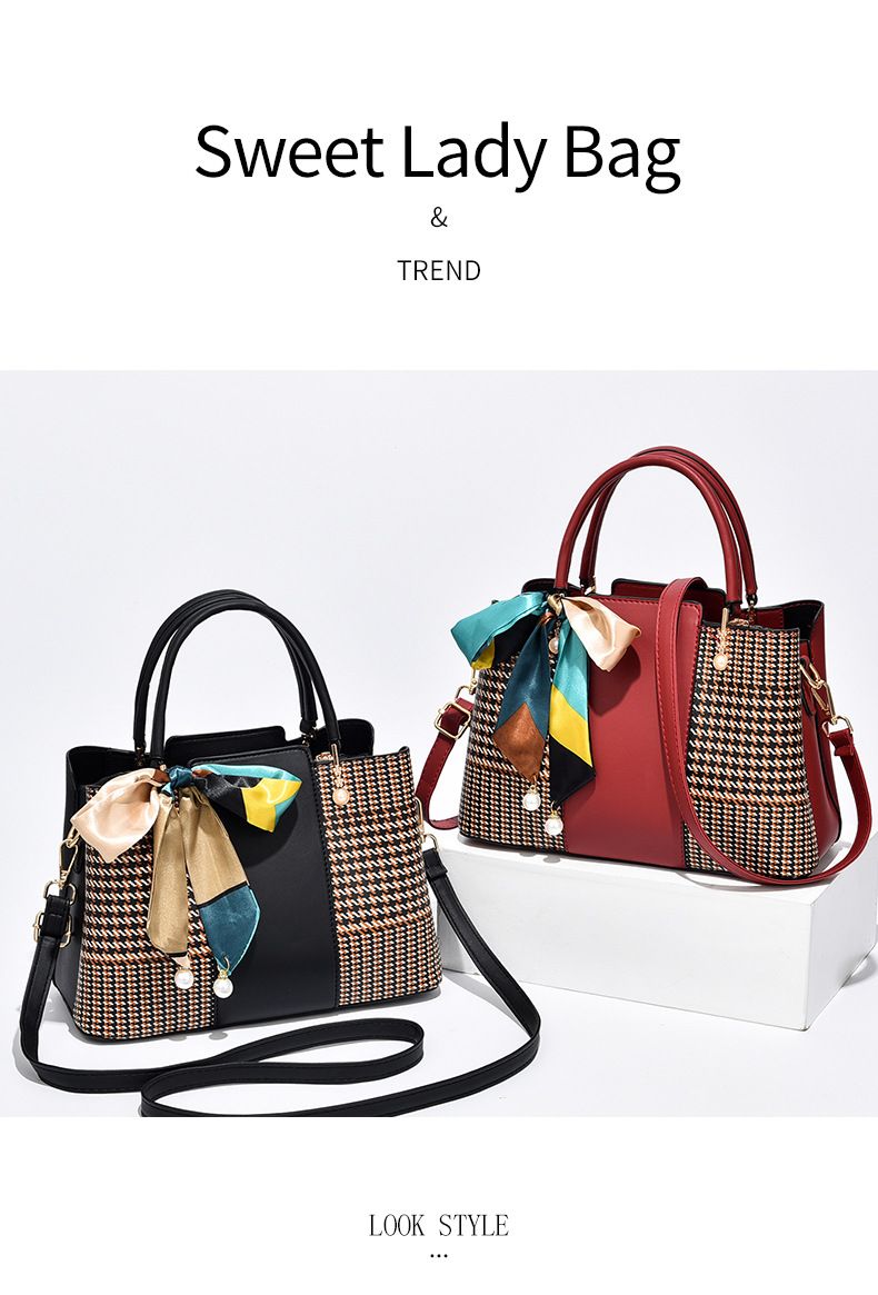 Borse da donna Borse da donna alla moda con motivo a giunture Borsa a tracolla in seta di grande capacità_voghion.com
