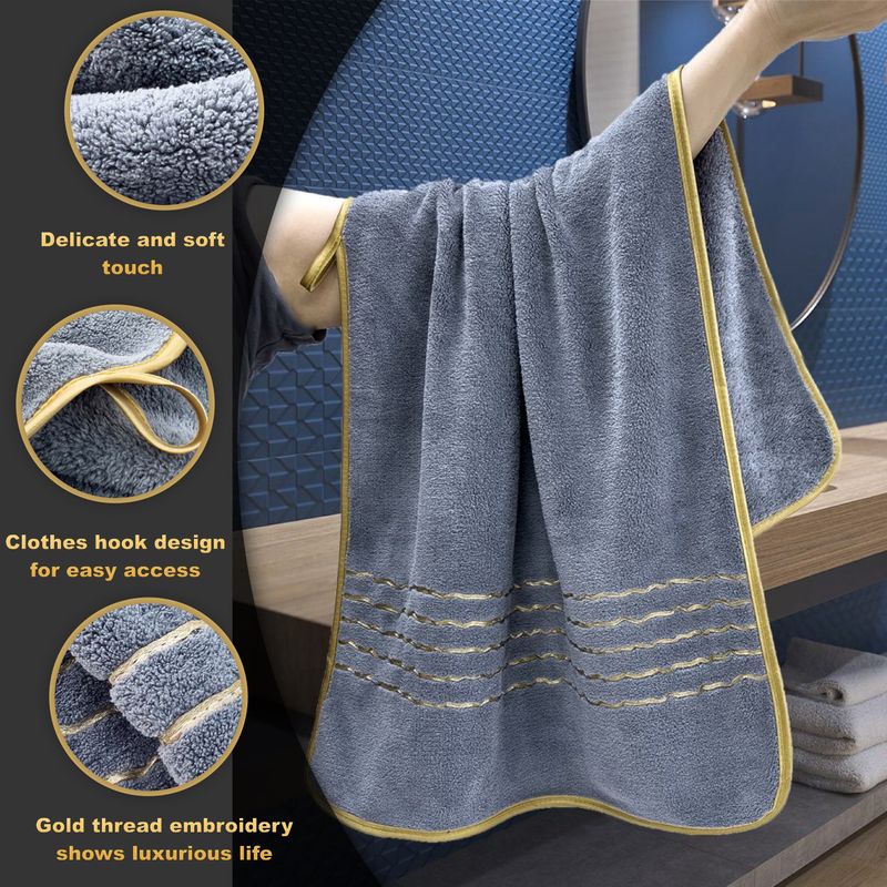 Coral Fleece Bath Towel Set - Ultra Soft & Highly Absorbent (Includes Hair Wrap & Face Towel Thick & Quick-Drying For Home & Spa Use)_voghion.com