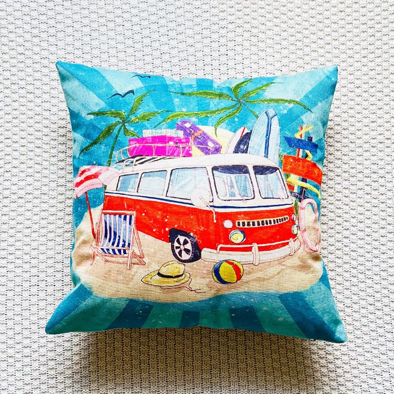 Summer New Beach Leaves and Fruit Printed Pillowcase Cross-border Special for Linen Printed Sofa Cushion Cover_voghion.com