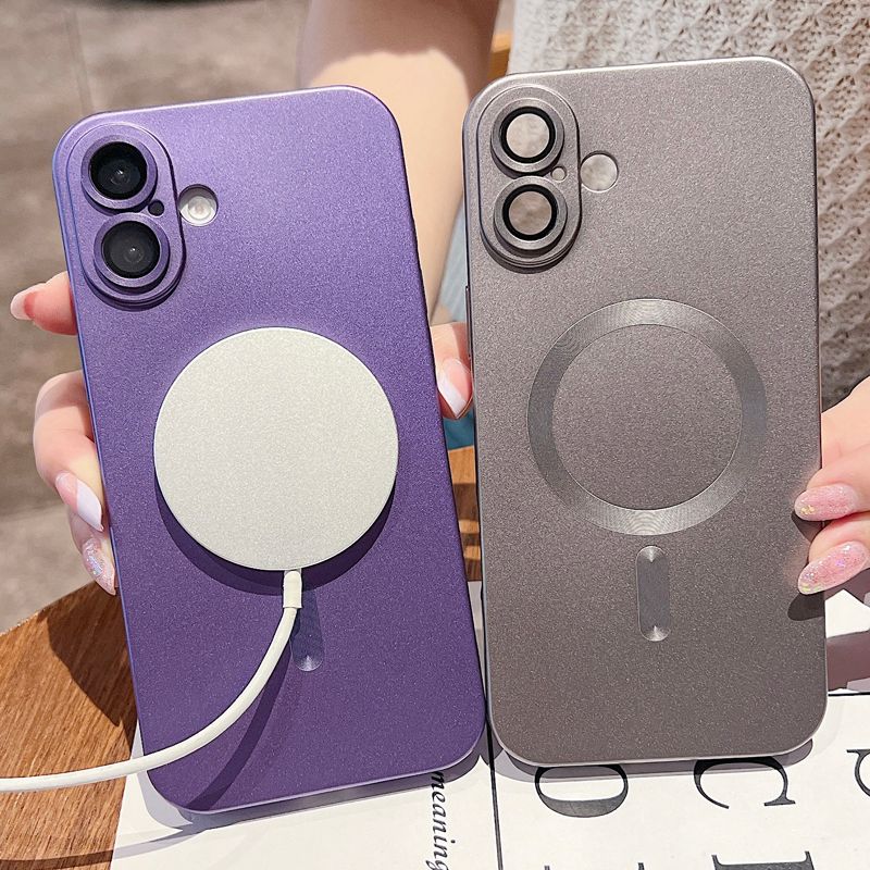 Luksusowa matowa metaliczna farba magnetyczna do etui na telefon iPhone 16 15 14 Plus 13 12 11 Pro Xs Max XR bezprzewodowa ładowarka Capa_voghion.com
