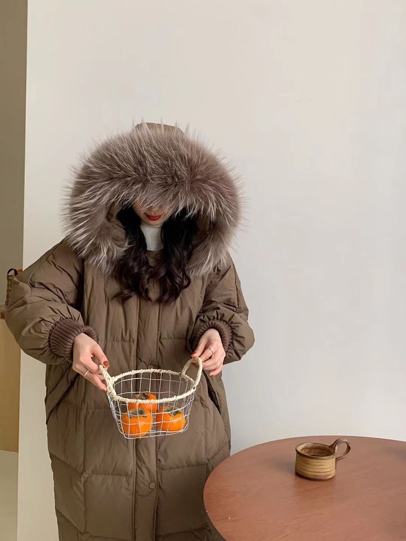 Damenmode lange Kapuzenjacke Warme Jacke_voghion.com