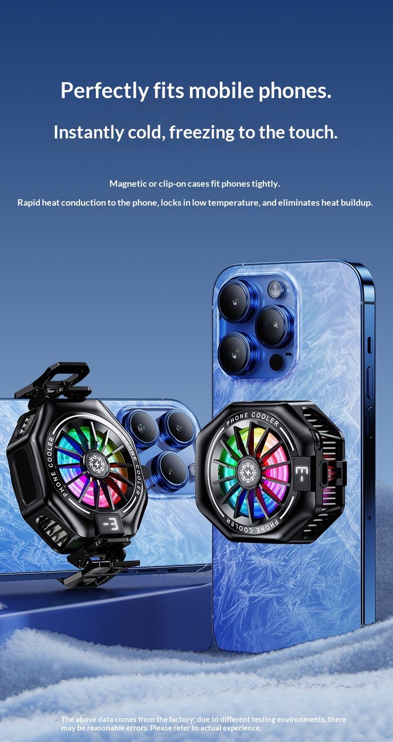 Refroidisseur magnétique Digitex 27W haute puissance pour téléphone, avec couvercle détachable à 3 niveaux et fonction d'extinction de la lumière._voghion.com