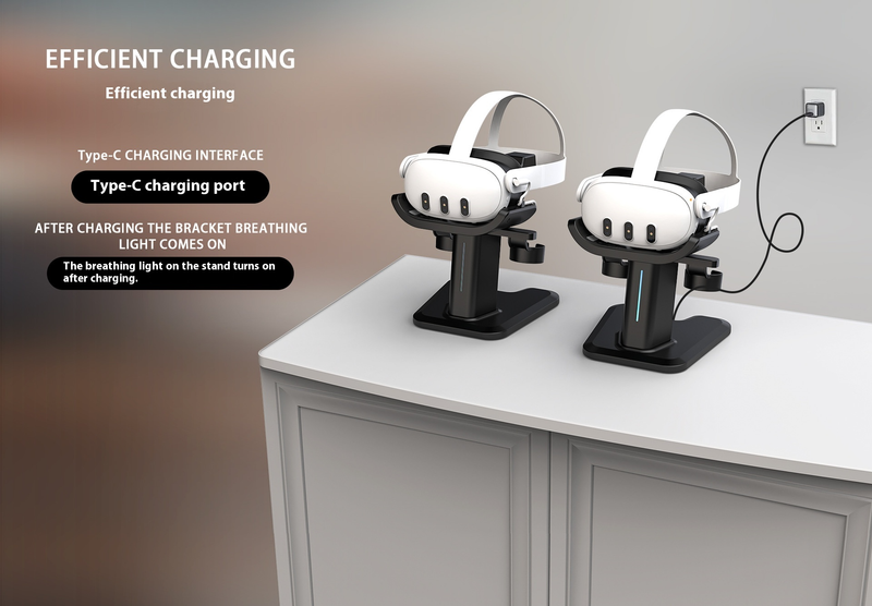 Multi-Device VR Accessory Kit - Meta Quest 3/3S Charging Stand & Vision Pro Storage Dock With RGB Light Controller For Immersive VR Setup_voghion.com