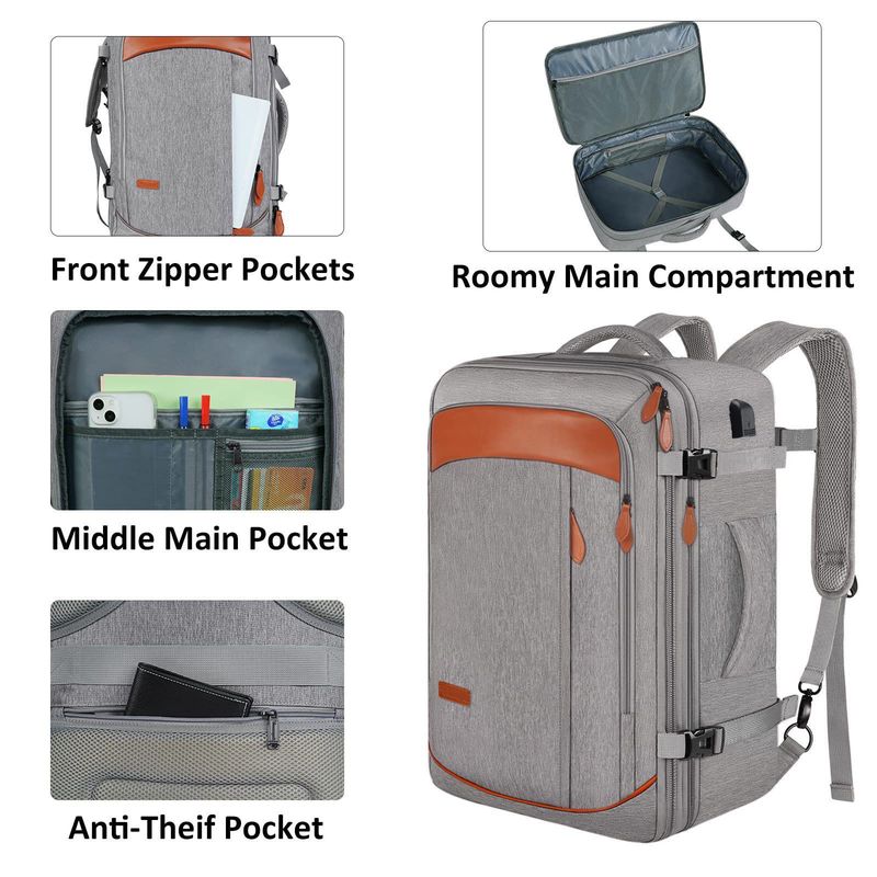 Durable Water-Resistant Unisex Laptop Backpack With Spacious Compartment For Travel & Work, 16-Inch Laptop Compatible Multi-piece Storage Bag_voghion.com
