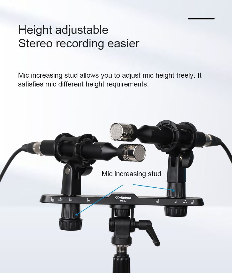 Alctron MS02 stereo mikrofon çubuğu Açı ve yükseklik ayarlanabilir fonksiyonu ile net ölçekli çoklu kayıt yolu_voghion.com