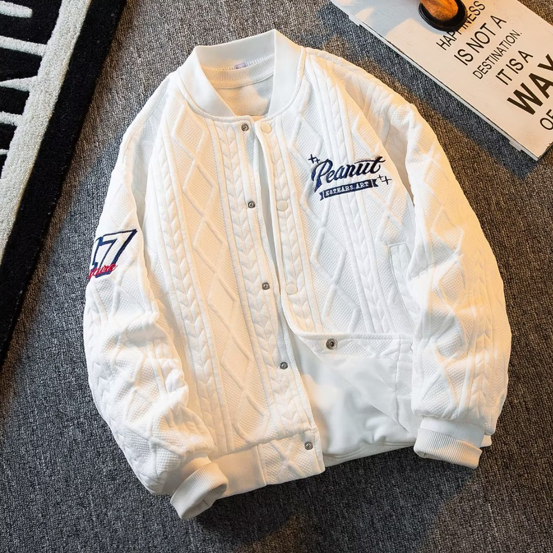 Men's Clothing Double layer baseball uniform men's spring coat men's spring and autumn embroidered loose cardigan jacket trendy brand storm jacket_voghion.com