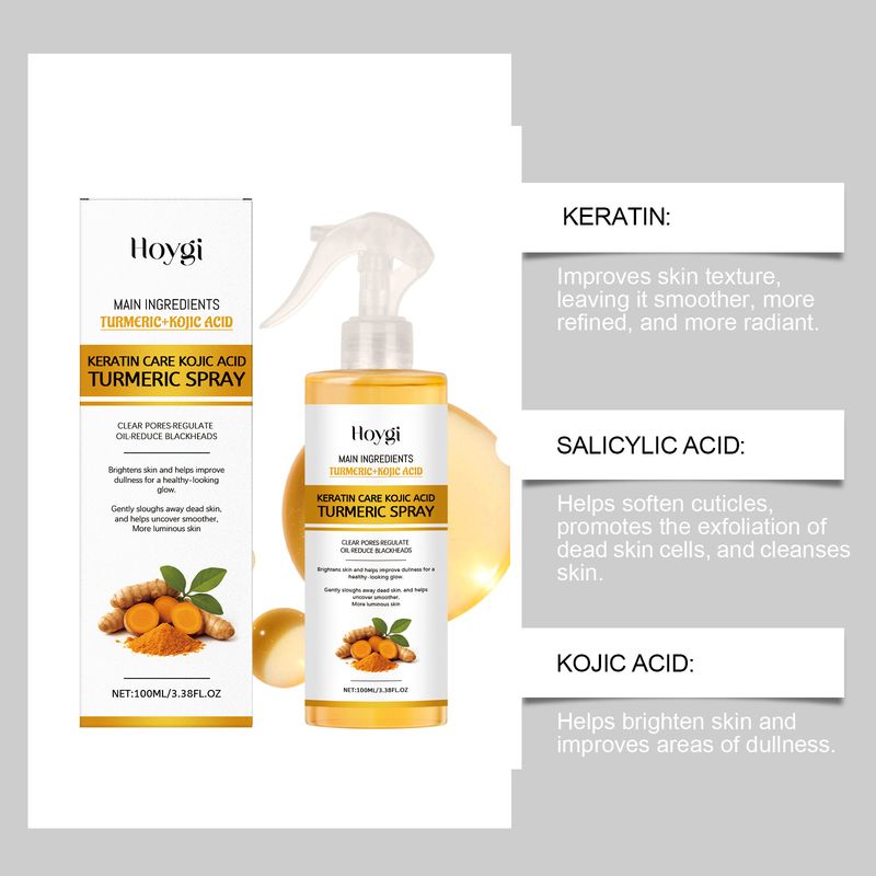 Spray portatile per la cura della pelle HOYGI Kojic Acid Curcuma e detergente delicato per il viso_voghion.com