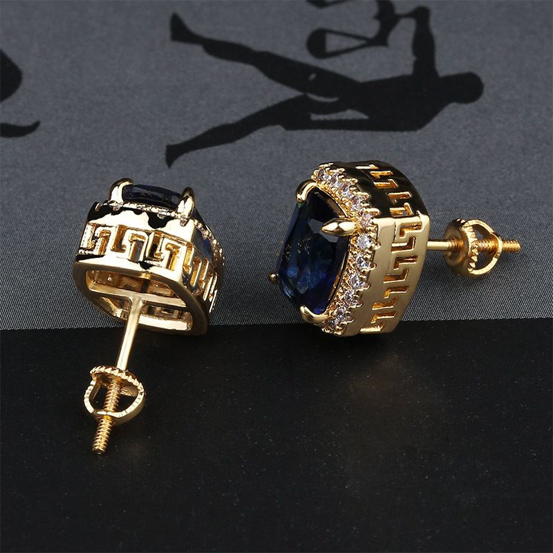 Colorful Large Zircon Hip Hop Earrings – Gold Australian Jewelry With Full Gem Design For Bold Personality_voghion.com