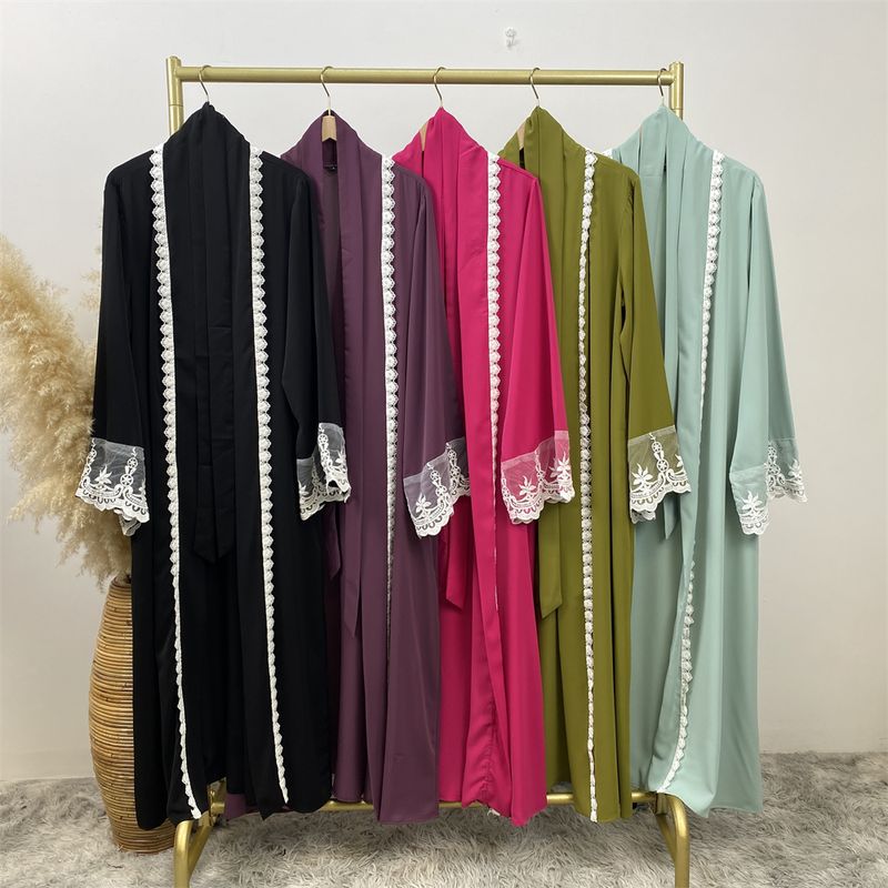 Nueva Abaya musulmana de encaje de Dubái, vestido islámico Nida, moda con bolsillo, túnica larga informal para mujer, ropa turca Eid, caftán marroquí_voghion.com