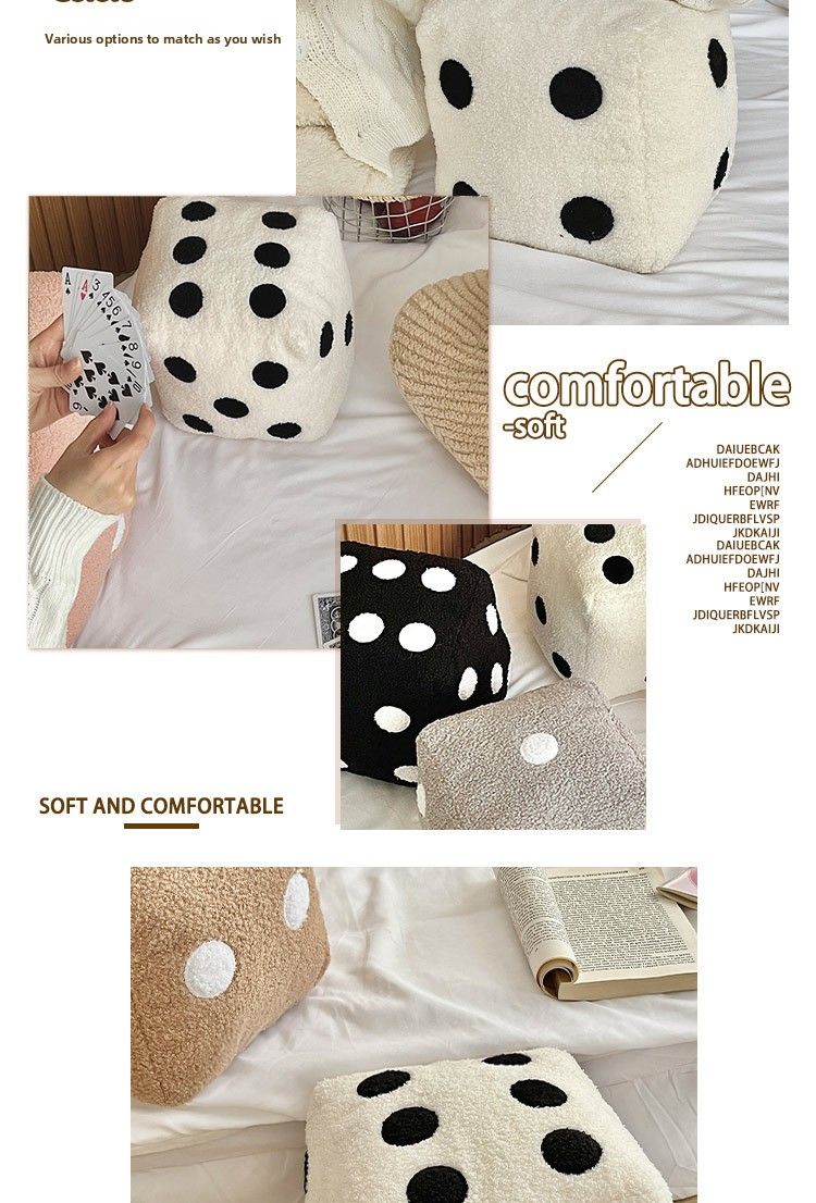 Cuscino decorativo per la casa creativo e semplice, divertente, simulazione di dadi, peluche, cuscino per divano, tappetino futon_voghion.com