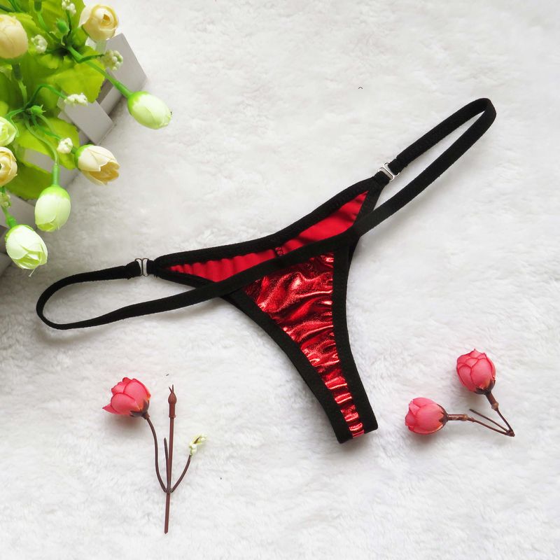 Dámské spodní prádlo, sexy, průsvitné kalhotky ve tvaru T, dámské mini plavky s T-backem, lakované kožené plavky_voghion.com