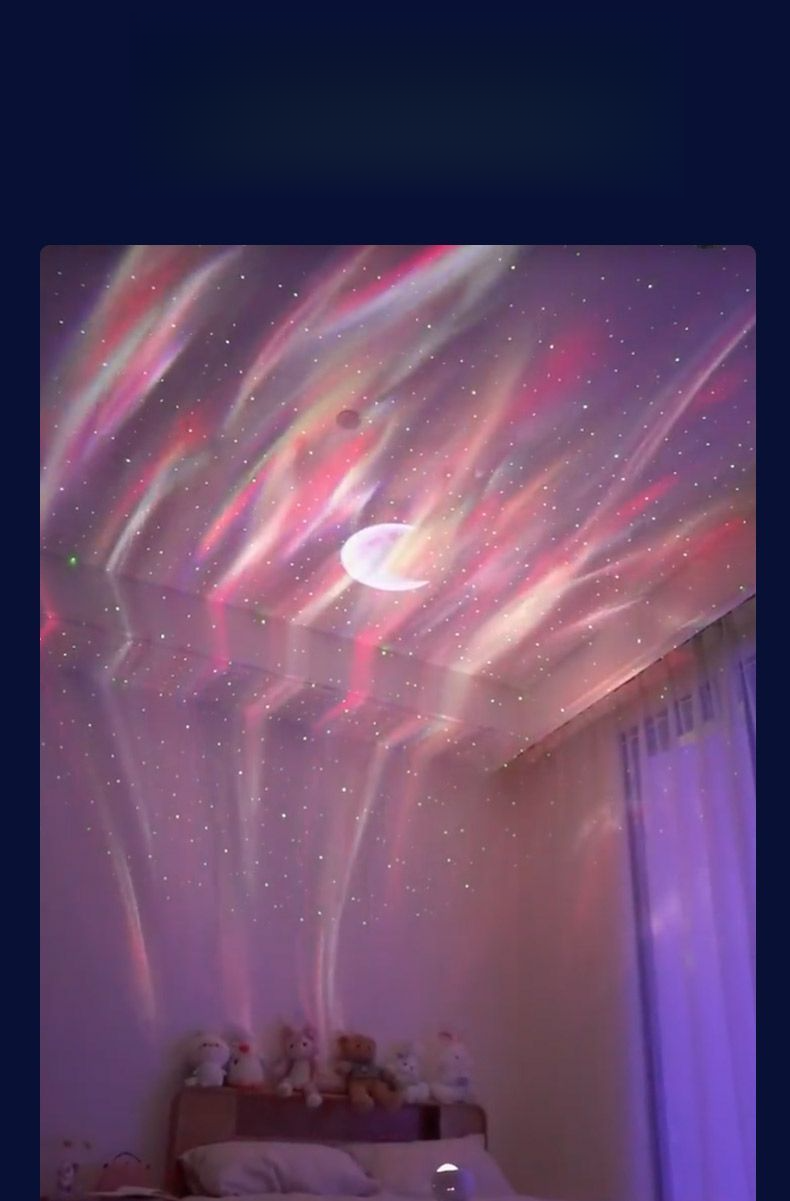 Proiettore di cielo stellato aurora boreale, controllo APP, luce notturna laser, streaming live, altoparlante Bluetooth, lampada con atmosfera lunare_voghion.com