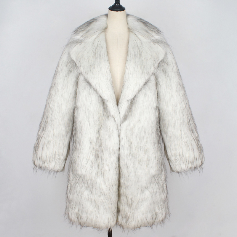 Men's suit collar imitation fur long coat coat_voghion.com