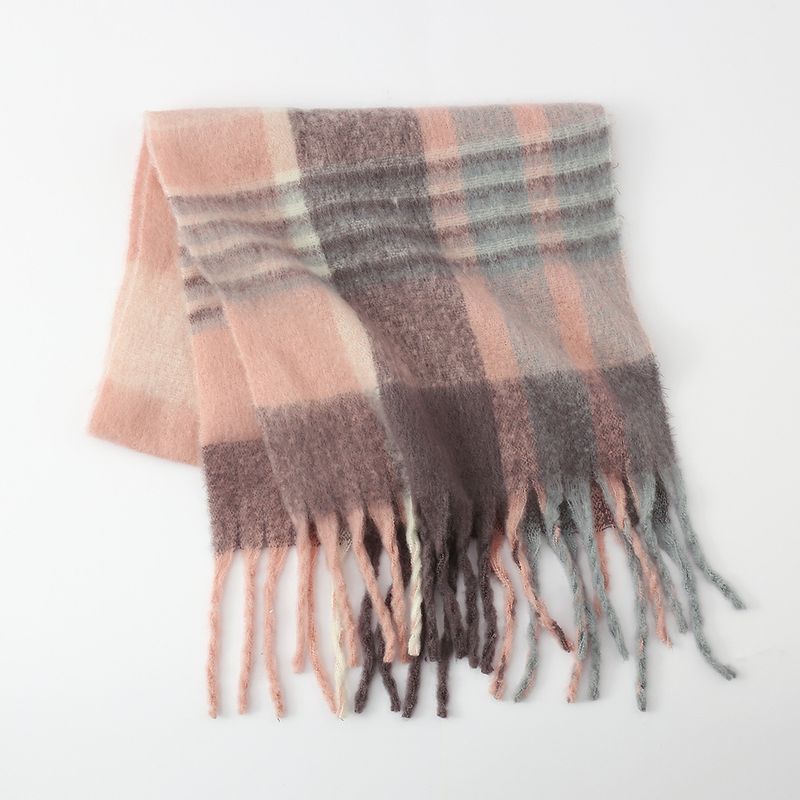 New Foreign Trade Plaid Scarves For Women's Mohair Autumn And Winter Warm Men's And Women's Scarves_voghion.com