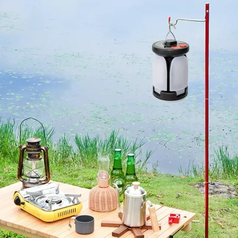 Neue LED-Campinglampe, solarbetrieben, faltbar, USB-aufladbar, tragbar, ideal für Notfälle beim Angeln und Wandern._voghion.com