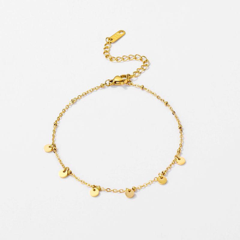 Cavigliera da donna con disco rotondo delicato - Delicata catena regolabile in oro/argento/oro rosa per look casual ed eleganti. Piccolo ciondolo a disco. Cavigliera dolce e versatile._voghion.com