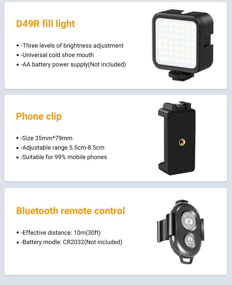 MAMEN Vlogging Kit Attrezzatura Treppiede per telefono con microfono lavalier wireless 2.4G per iPhone Android Smartphone Tablet_voghion.com