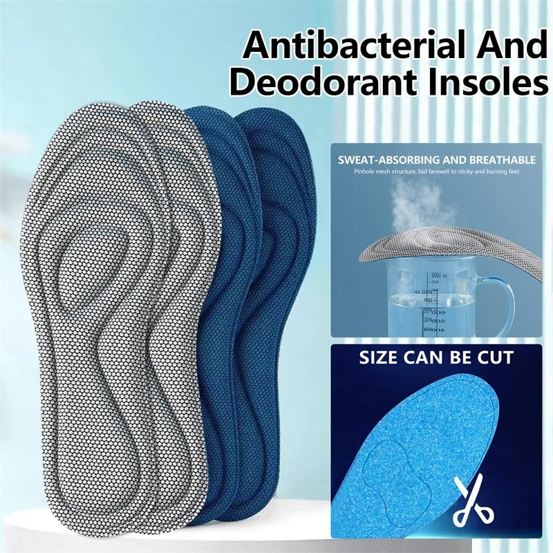 Plantillas de espuma viscoelástica para hombre y mujer, plantilla deportiva de masaje Nano antibacteriano para pies, cuidado ortopédico, 1 par_voghion.com