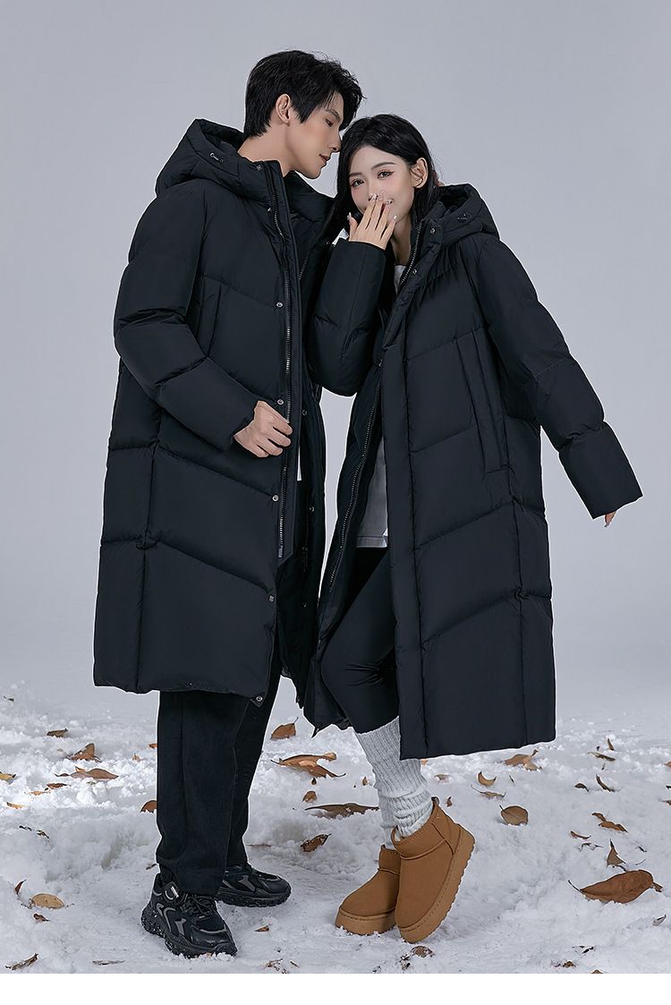 Unisex 700FP White Duck Down Long Parka – Couple’s Winter Coat For Performing Urban Commuters (Windproof, Glacier Grey/Black, S-5XL)_voghion.com