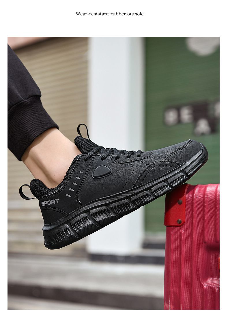 Herrenschuhe Laufschuhe mit Lederoberteil, lässige Sneakers für Studenten, Reiseschuhe mit weicher Sohle für Männer_voghion.com