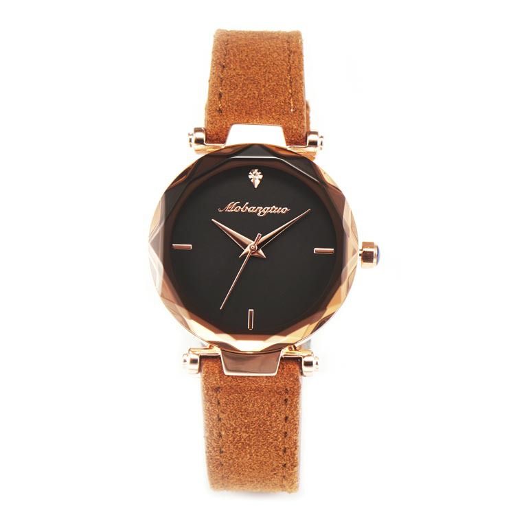 Orologio al quarzo impermeabile per studenti con conchiglia in oro rosa e quadrante in velluto e sabbia_voghion.com