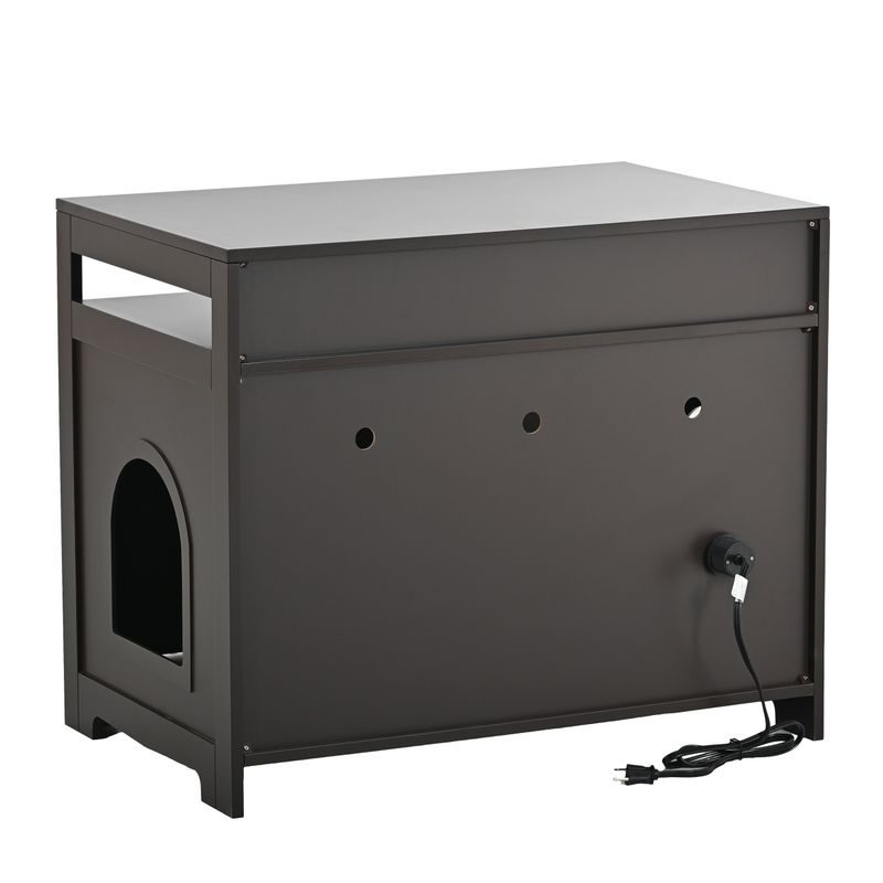 Litter Box Enclosure, Cat Litter Box Furniture With Hidden Plug, 2 Doors,Indoor Cat Washroom Storage Bench Side Table Cat House, Large Wooden Enclused Litter Box House, Esspresso_voghion.com
