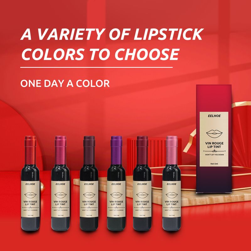 „EELHOE Moulding Lipstick Portable Creative“ vandeniui atsparus, blunkantis, neperšlampamas drėkinamasis raudonojo vyno butelio lūpų glazūra._voghion.com