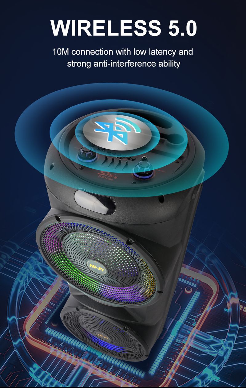 ZQS12206 Dual 10-inch Square Dance Speaker Bass Wireless Microphone Bluetooth Speaker_voghion.com