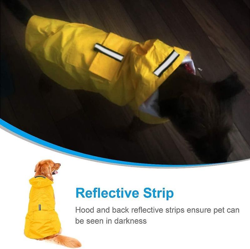 Dog Raincoat With Hood, Ultralight And Ventilated Waterproof Dog Raincoat With Reflective Strips For Medium To Large Dogs(6XL, Yellow)_voghion.com