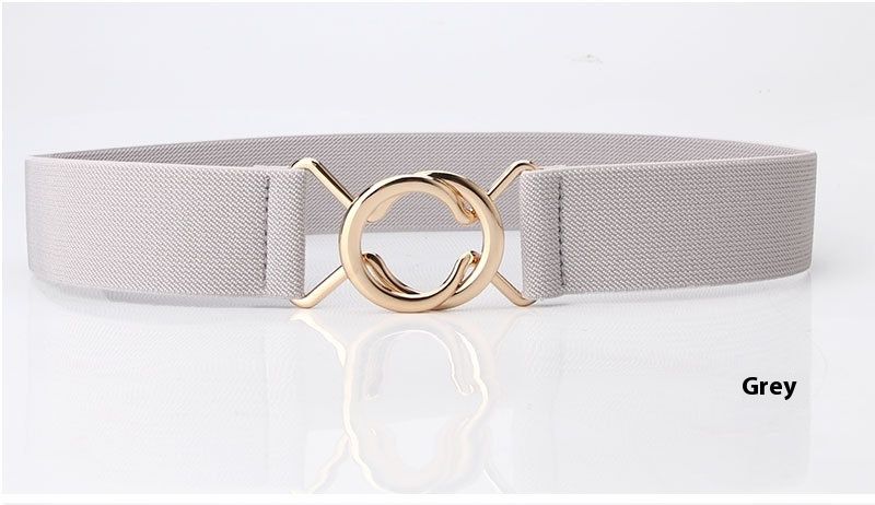 Ceinture élastique minimaliste japonaise noire à boucle unique pour robe de femme, ceinture ajustée avec boucle circulaire_voghion.com